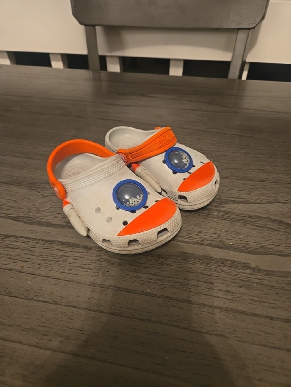 Crocs Rocket Kids Clogs White/Orange/Blue Slip-On Space Size C 9